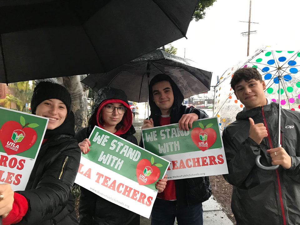 L.A. teachers strike Wearing red for ed on rainy Day One People's World