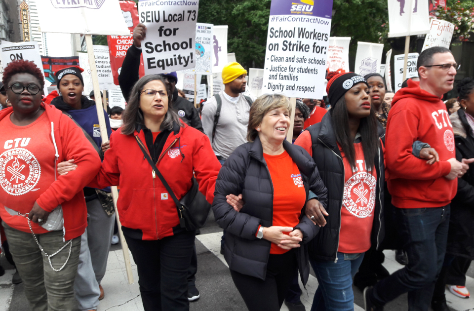 Chicago school teachers, staff, kids and parents continue their strike