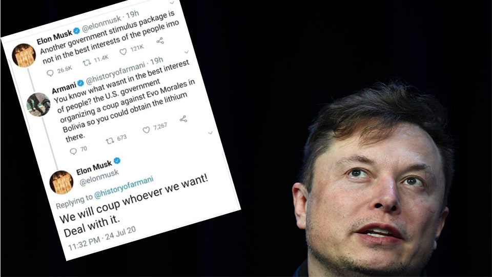 After Bolivia, Elon Musk says capitalists can overthrow any government they want