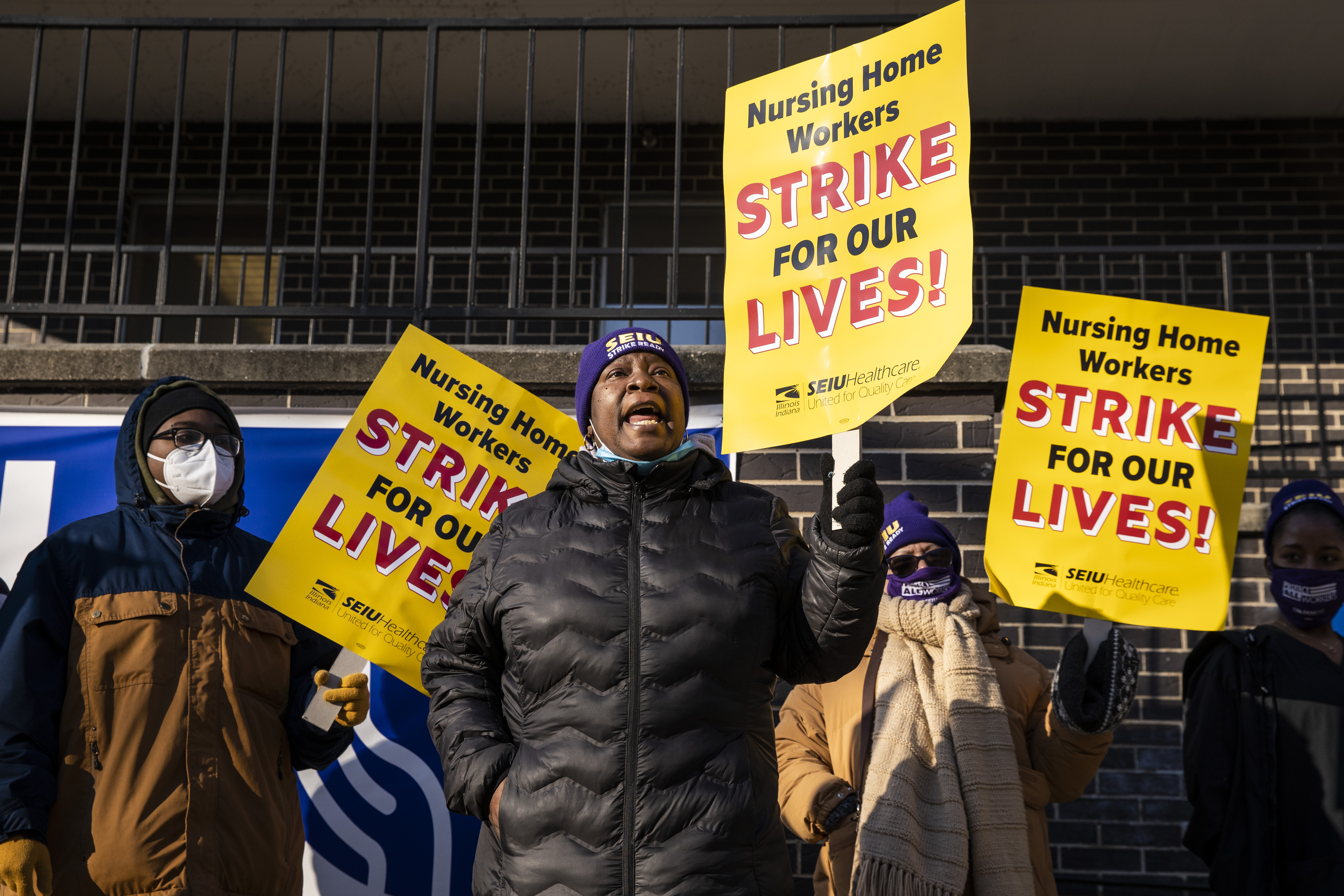 Patients support their striking SEIU nursing care workers