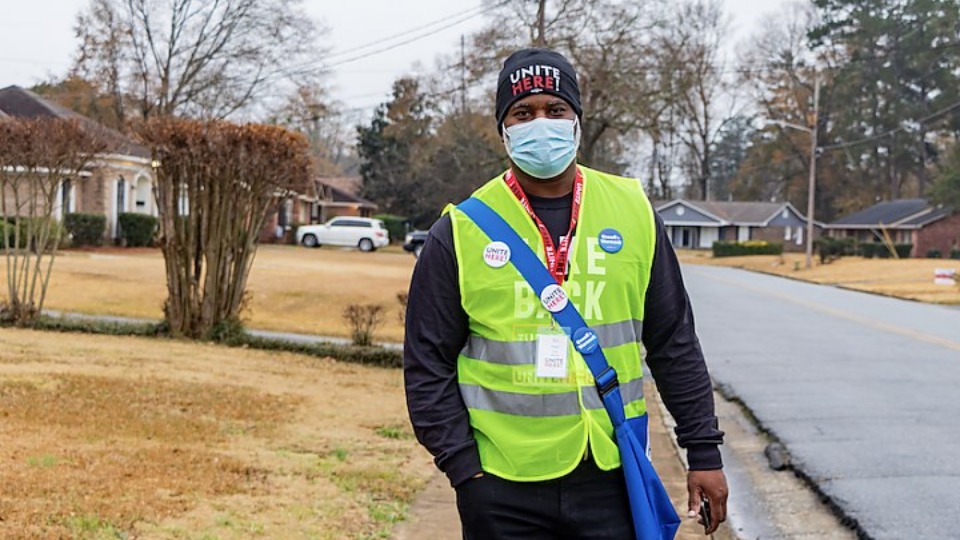 Connecticut UNITE HERE activists canvass Georgia to take back Senate