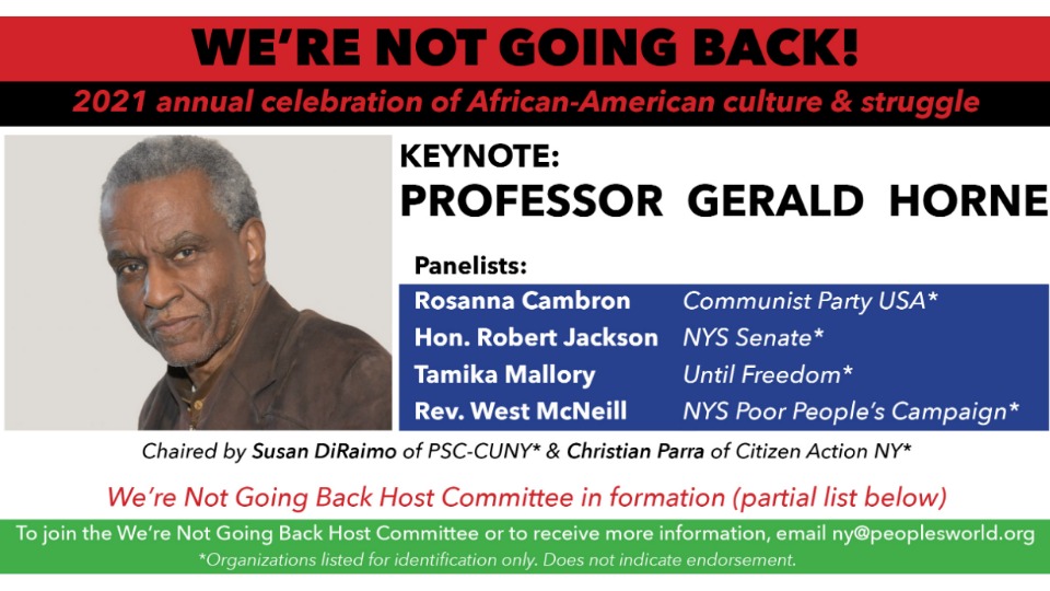 ‘We’re not going back’: N.Y. Black History event featuring Gerald Horne, Feb. 28