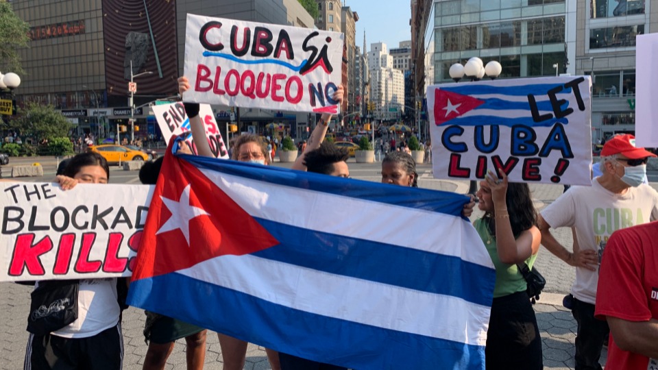 Young Communists in NYC organize protest in support of Cuba