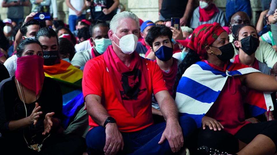 Cuban president joins ‘Red Scarves’ students protesting U.S. destabilization effort