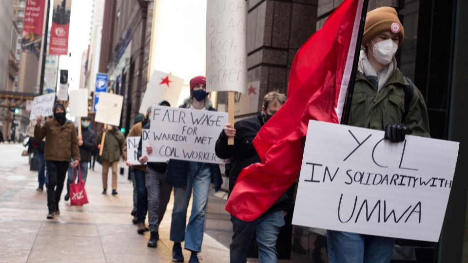 In solidarity rally, Young Communists bring striking miners’ fight to Blackrock HQ