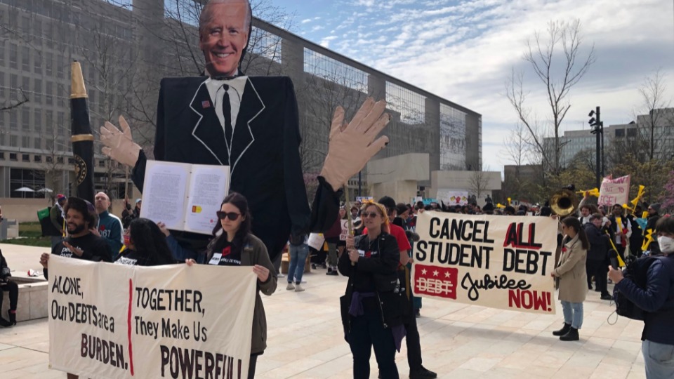 D.C. hit by mass student debt protest before payments resume in May