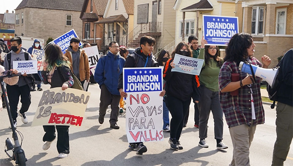 Students at Little Village Lawndale High School walk out against Vallas