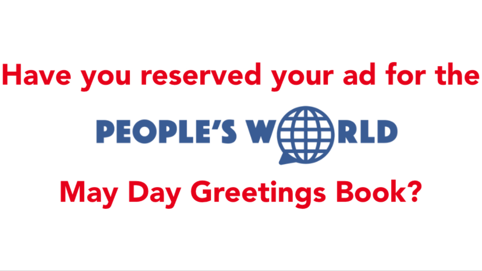 Ads rolling in for People’s World May Day Greetings Book