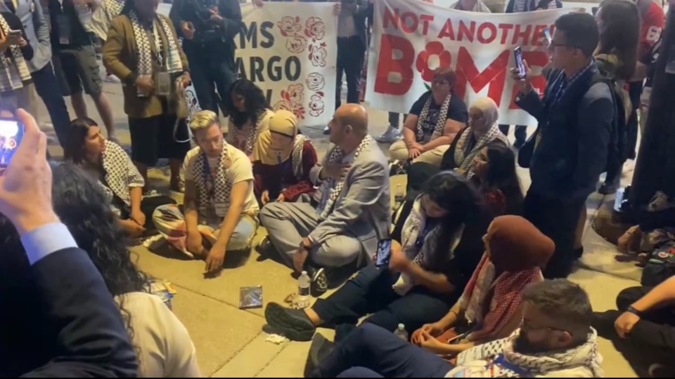 Uncommitted delegates launch sit-in to protest Palestinian exclusion from DNC lineup