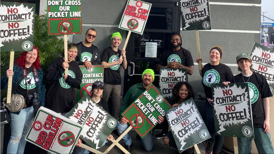 Unionized Starbucks baristas on nationwide strike