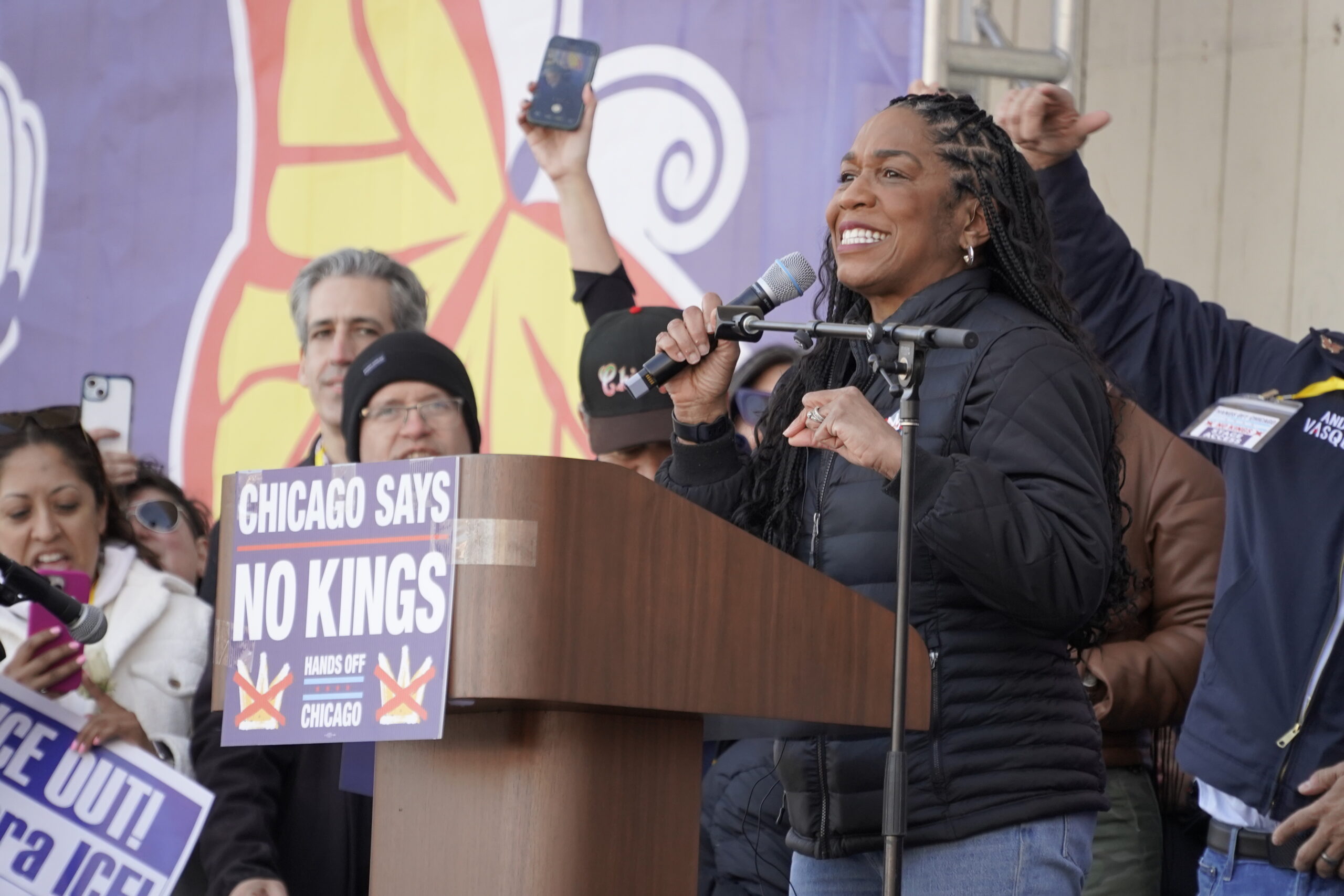 Labor out front for Chicago's No Kings march