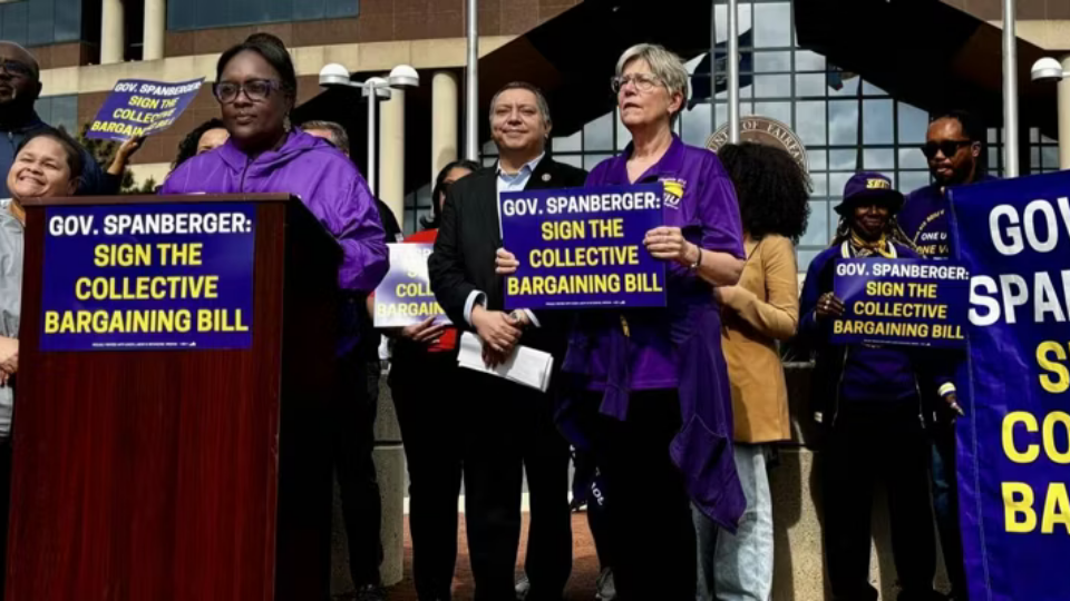 Unions step up criticism of Gov. Spanberger’s bargaining rights veto