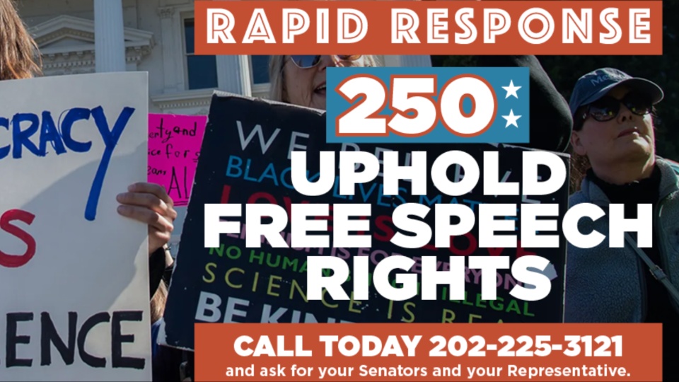 RAPID RESPONSE: Uphold free speech rights